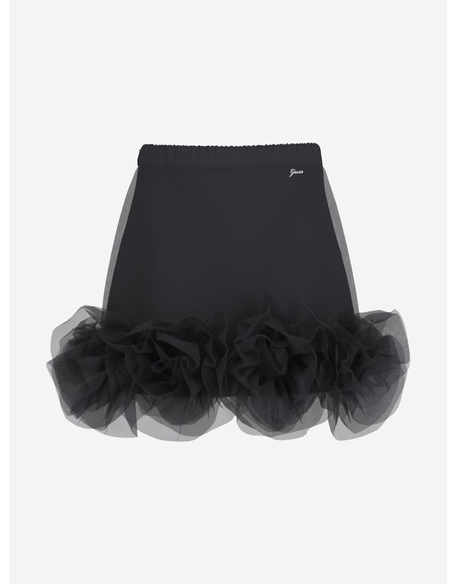 Gonna midi in tulle nero da bambina