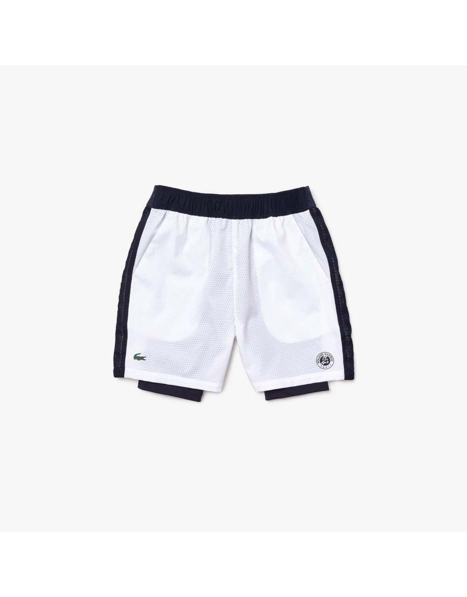 Pantaloncini leggeri e traspiranti Lacoste Roland Garros da uomo in bianco