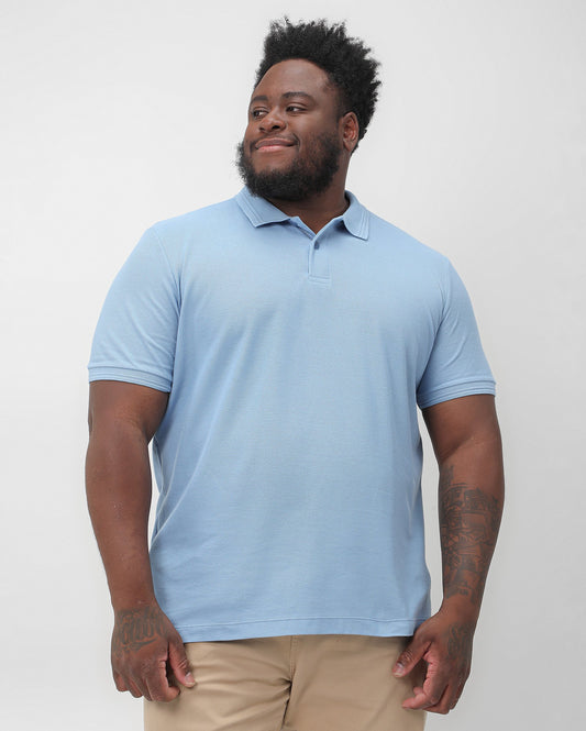 Men's Plus Size Blue Polo Shirt with Buttons | Allman by Riachuelo
