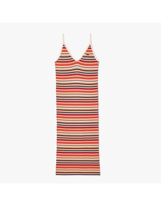 Abito lungo Lacoste da donna in cotone a righe