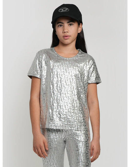 Camiseta de marca Diesel para niña en plata