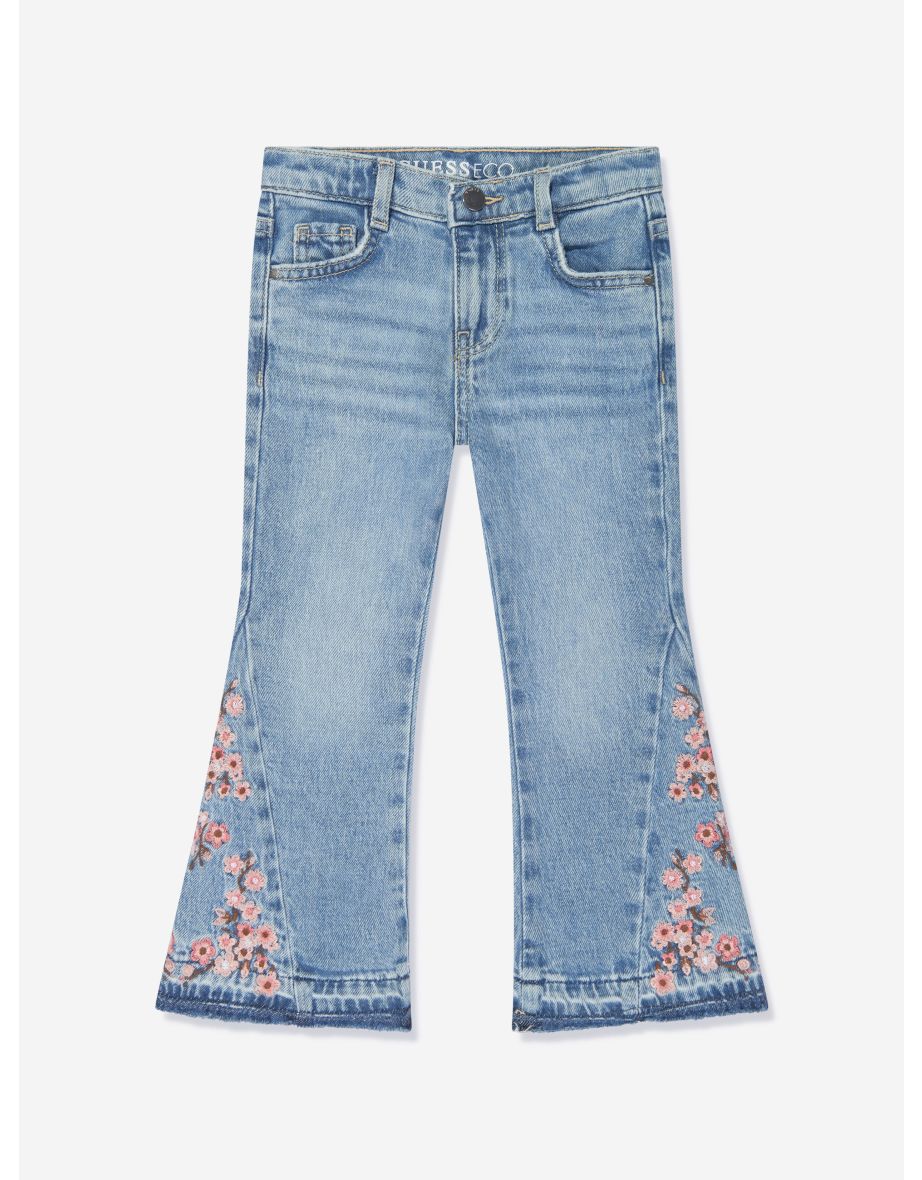 Jeans svasati floreali blu per bambine