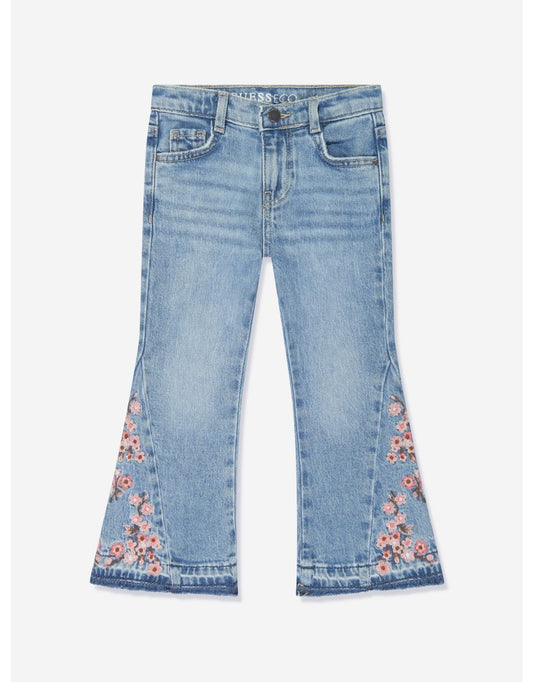Jeans svasati floreali blu per bambine