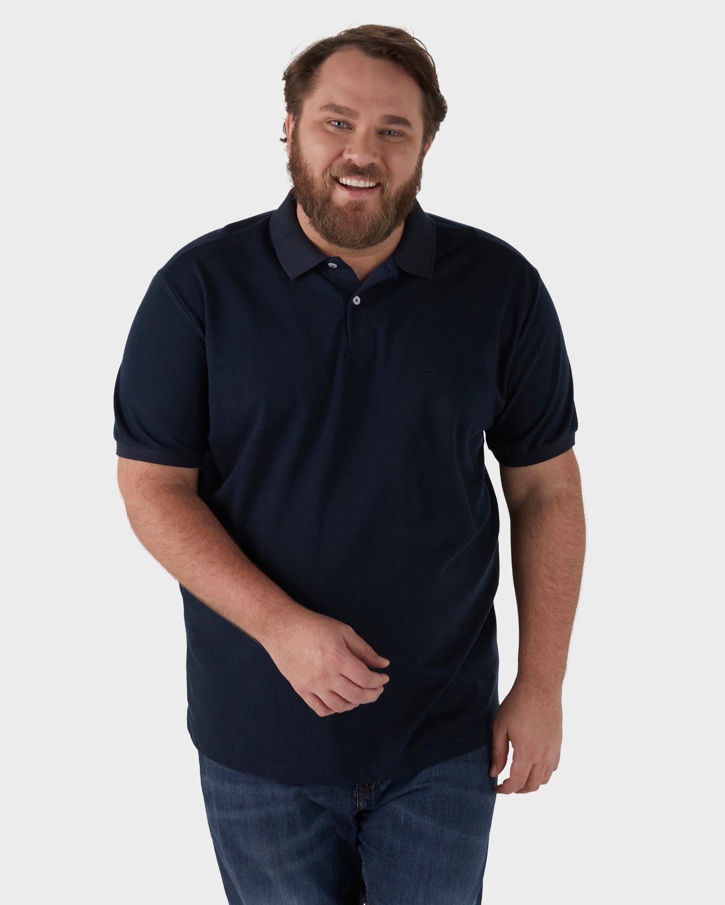 Polo Legacy da uomo taglie forti in maglia blu tradizionale | Pool Basics