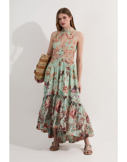 Maxivestido Petite de Encaje con Apliques Florales