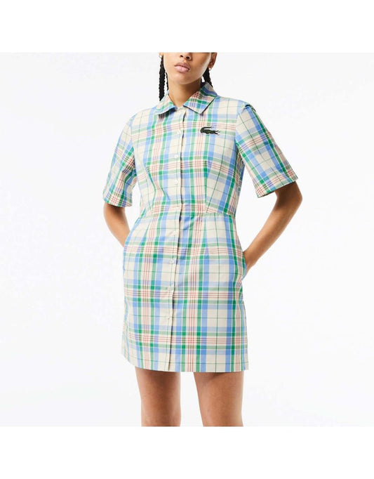 Vestito Lacoste da donna in misto cotone a scacchiera in vari colori