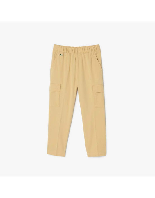 Calça Lacoste Juniors Lightweight Gabardine Cargo para menino em creme