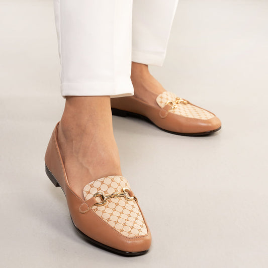 Mocassino da donna con fibbia logo Kult Beige