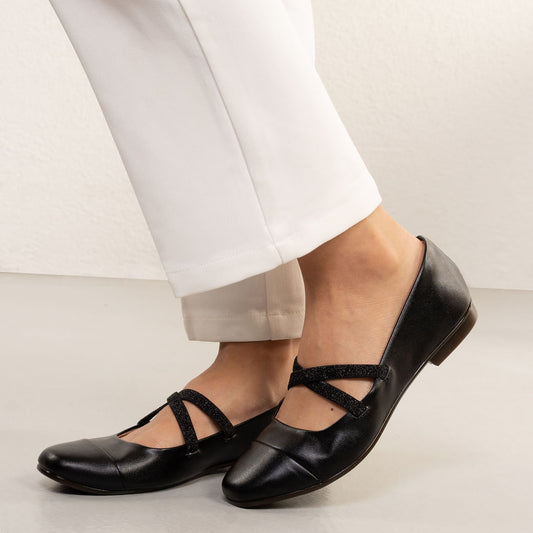 Ballet Flats Elástico Preto Feminino da Kult