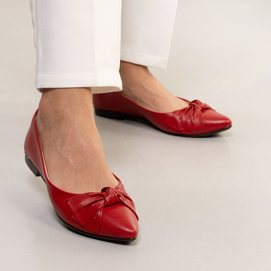 Ballerine a punta rosse da donna con fiocco di Kult