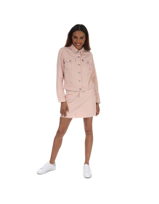 Gonna Levi's a vita alta in denim decostruito da donna in rosa