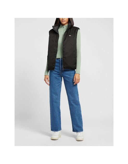 Gilet nero da donna con monogramma di Tommy Hilfiger