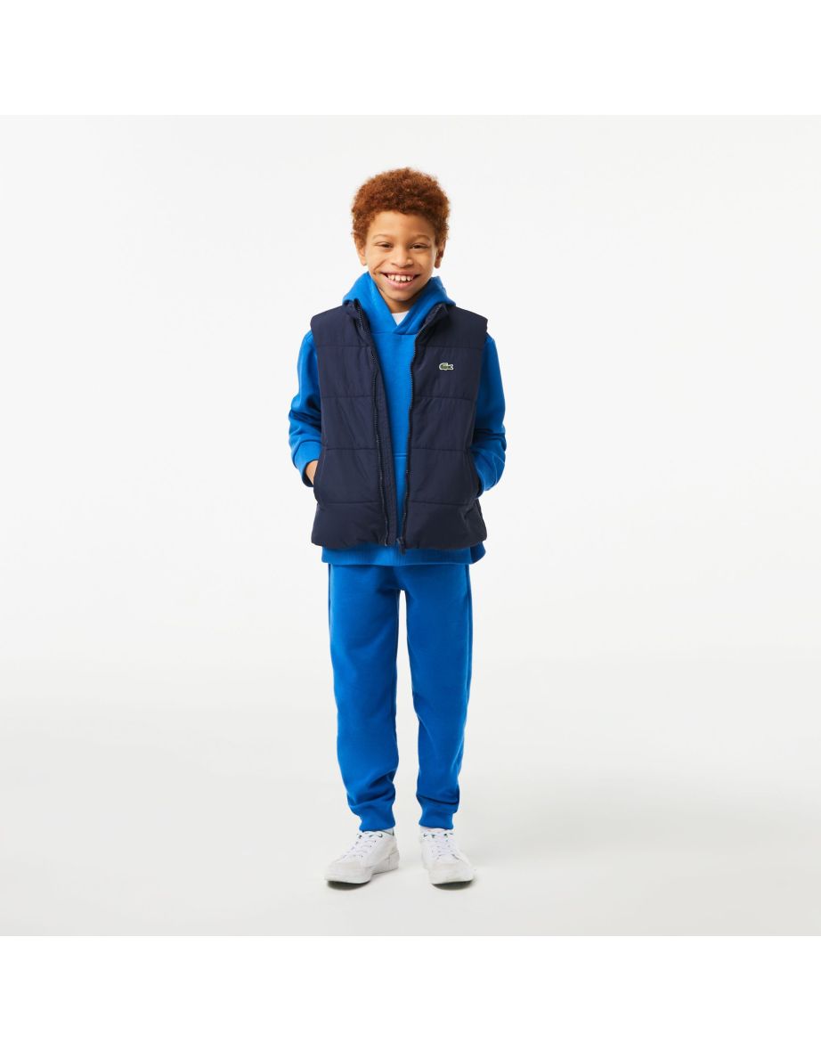 Boy's Lacoste Organic Cotton Flannel Hoodie in Blue