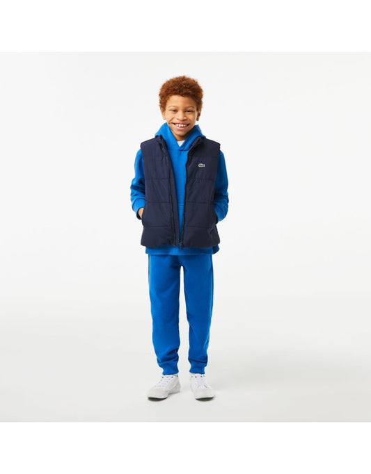 Boy's Lacoste Organic Cotton Flannel Hoodie in Blue