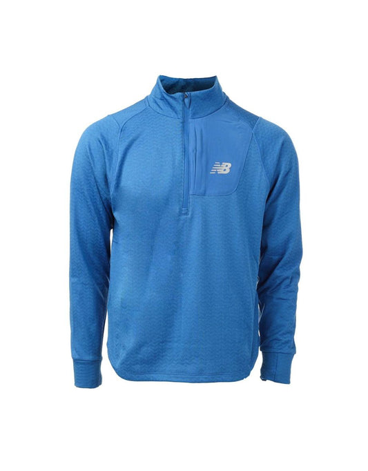 Blusa masculina New Balance Heat Grid Half-Zip Top em azul