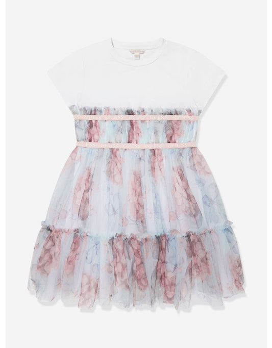 Vestido Girls Butterfly Collage em azul