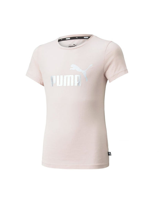 Camiseta esportiva Puma Essential+ Logo Girls' em rosa