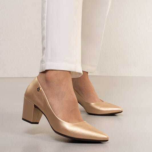Salto Scarpin Clássico Dourado Feminino da Kult