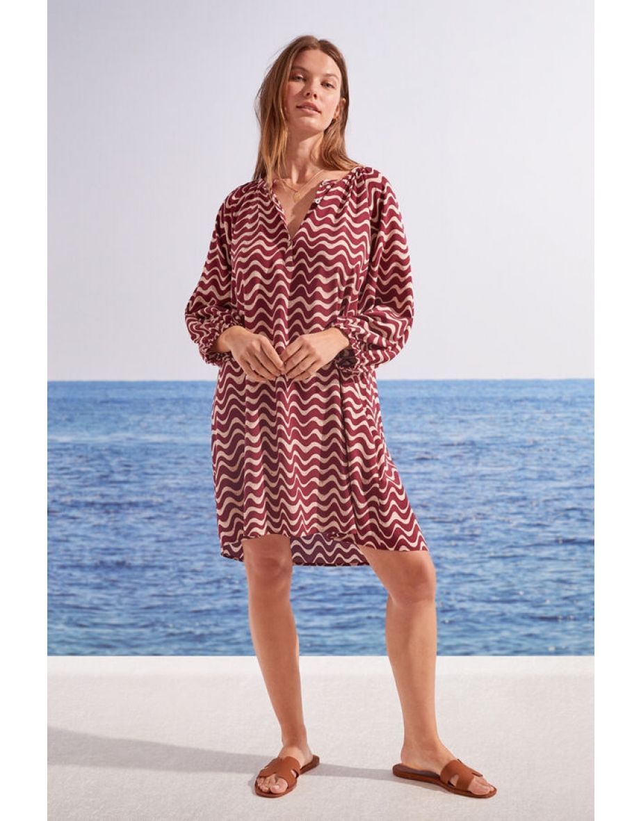 Vestido túnica com estampa de vieiras
