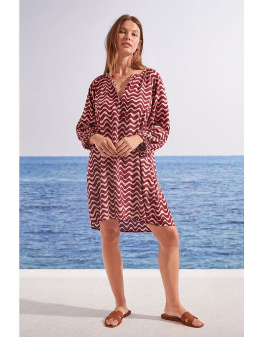Vestido túnica com estampa de vieiras