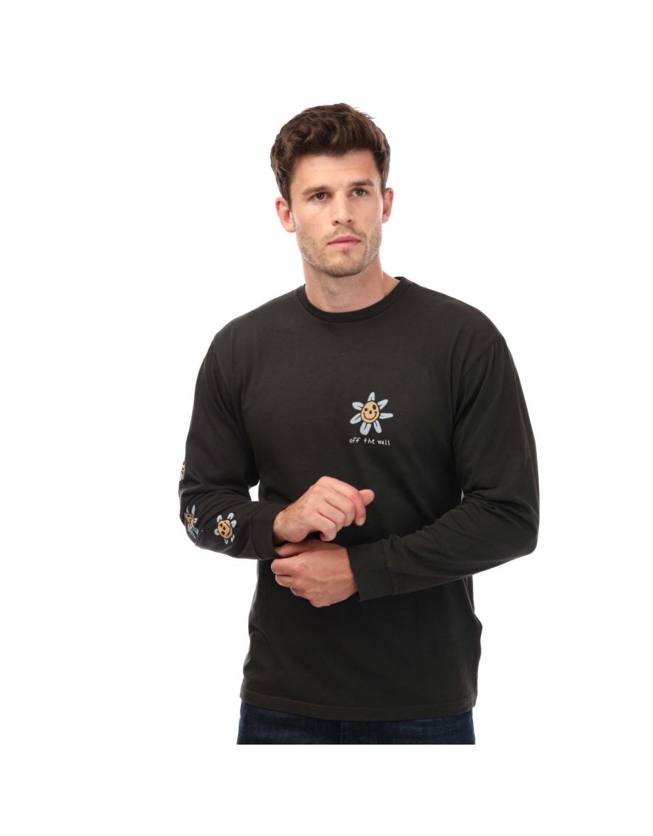 Camiseta de manga larga Vans Trippy Grin Floral para hombre - Negra