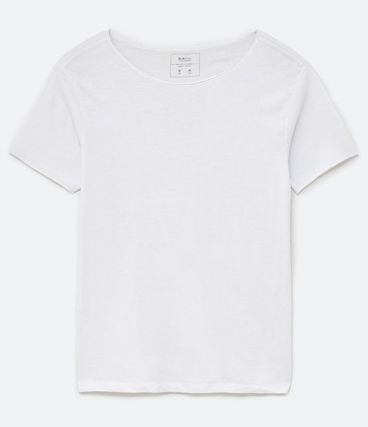 White Boat Neck T-Shirt