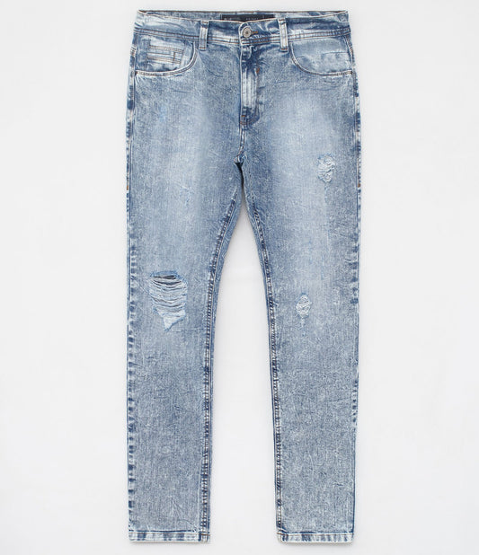 Jeans skinny blu Marble con strappi