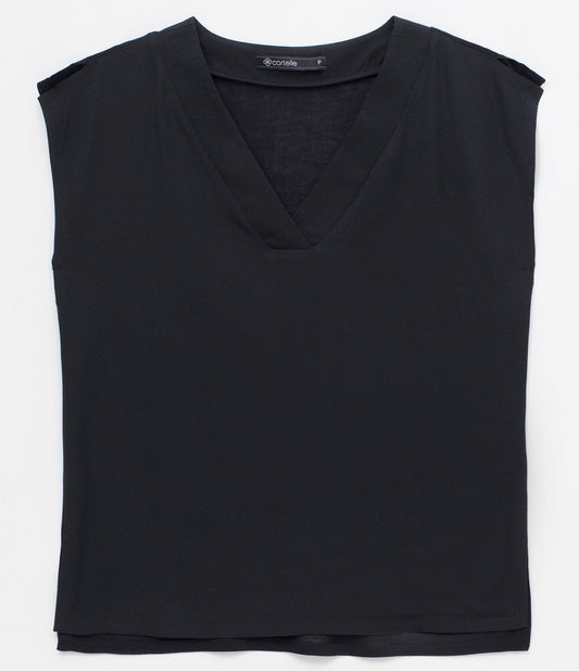 Black V-Neck Sleeveless Top