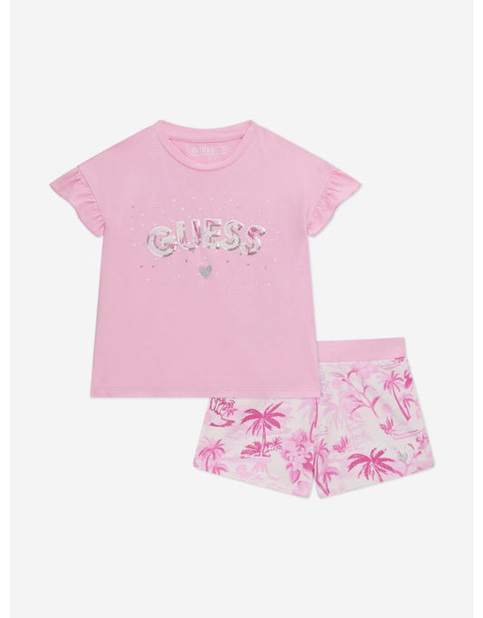 Conjunto curto rosa para meninas