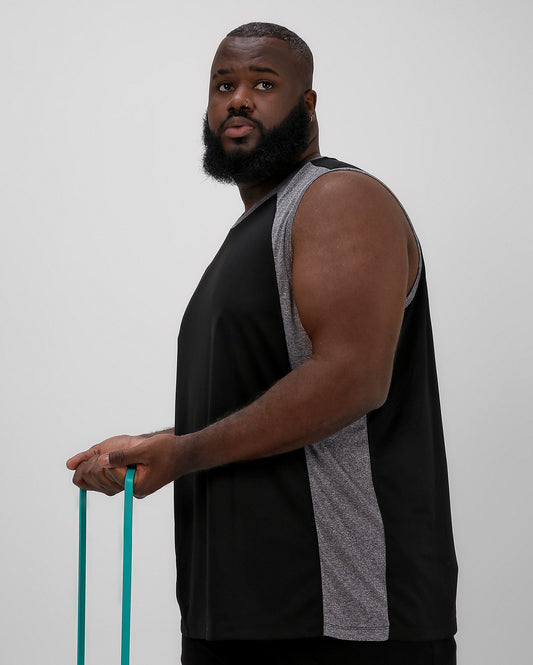 Men's Plus Size Black Sports Tank Top with Cutouts | Bodywork By Riachuelo