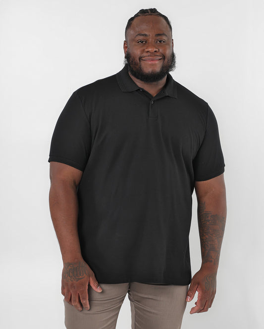 Camisa polo sólida masculina plus size - Blackout Black | Original Plus By Riachuelo
