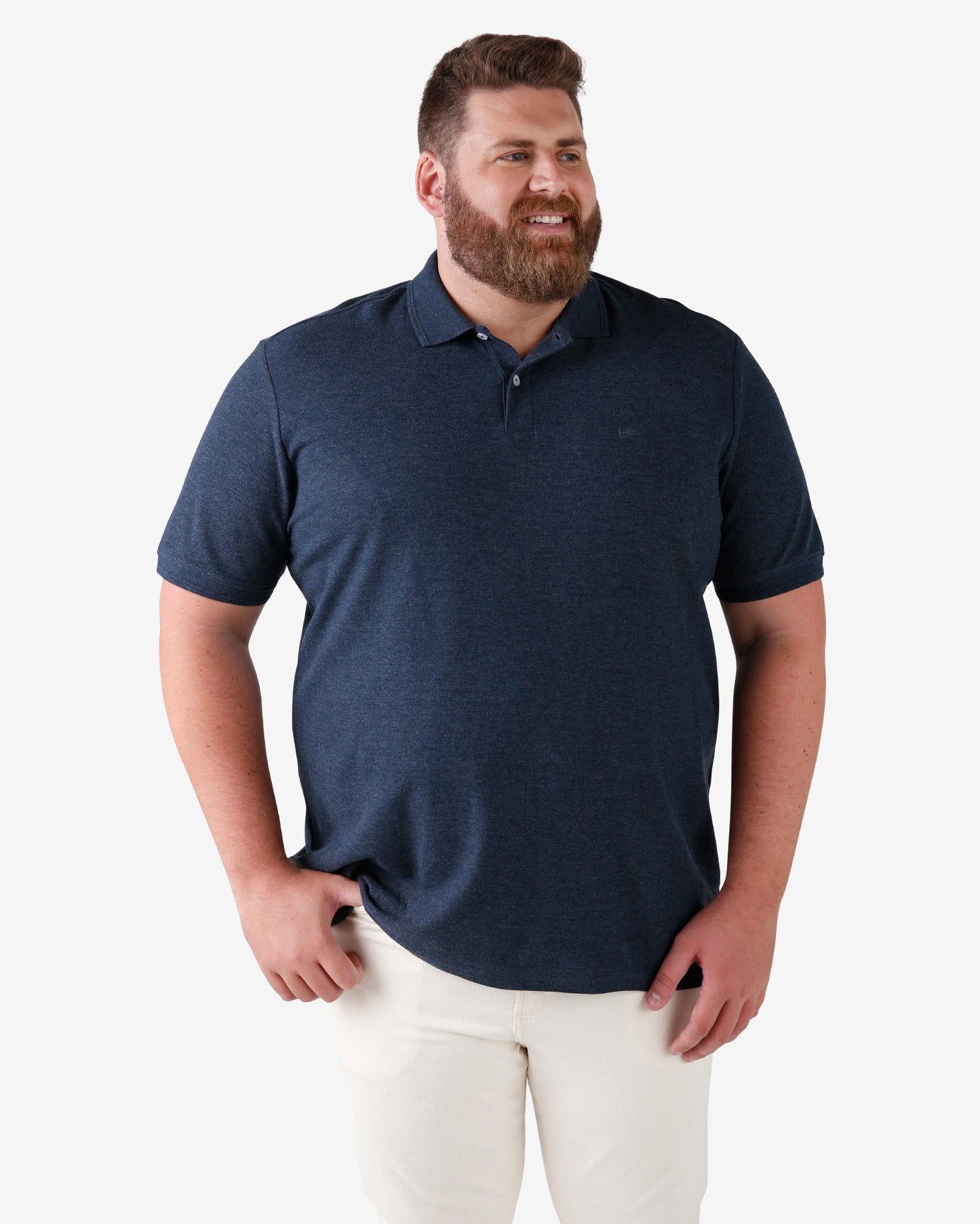 Camisa polo masculina azul básica plus size | Pool Basics