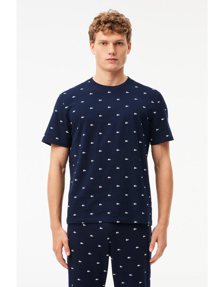 Maglietta a maniche corte con stampa coccodrillo Lacoste All Over - Navy