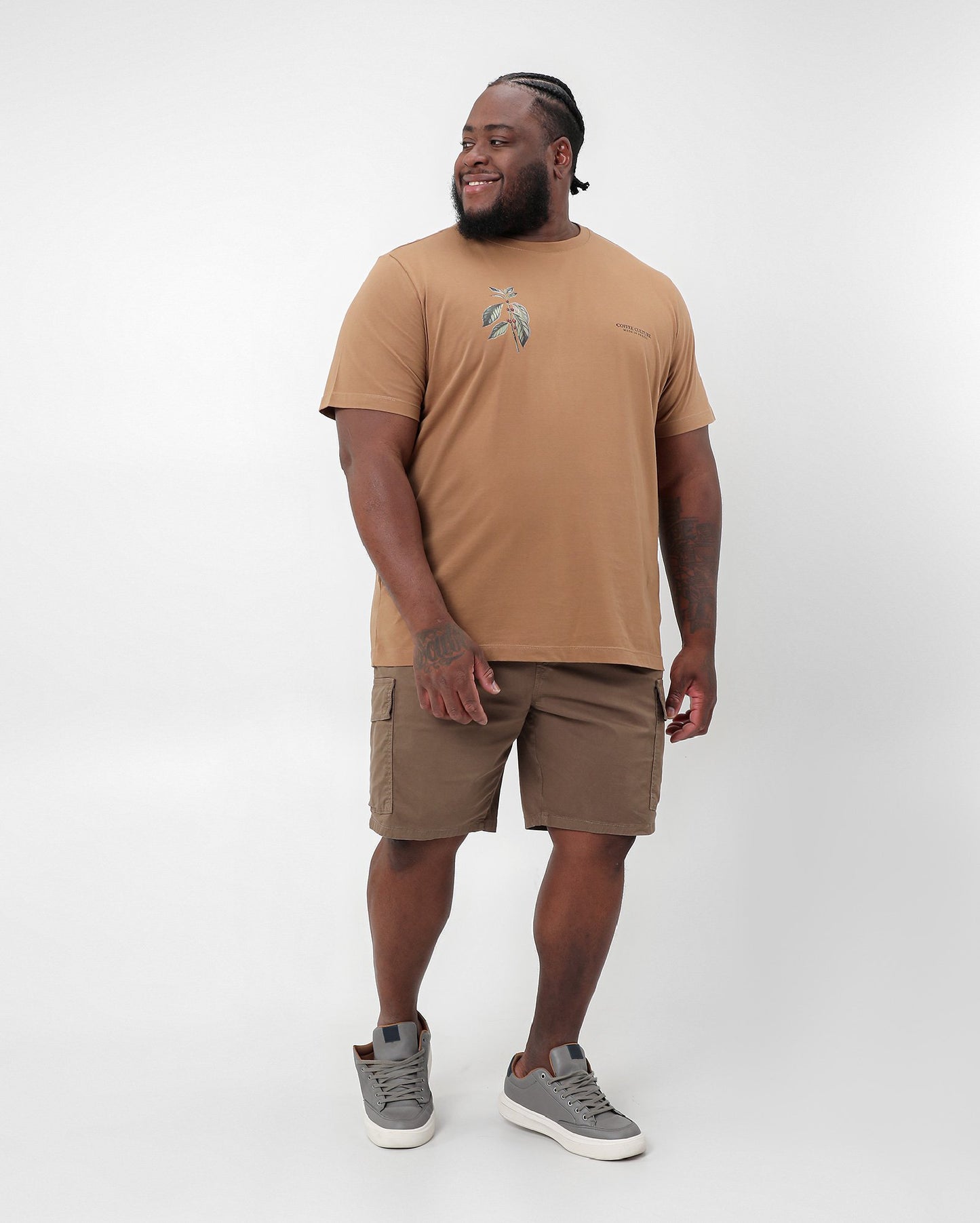 Men's Plus Size Beige Cargo Denim Shorts | Original Plus by Riachuelo
