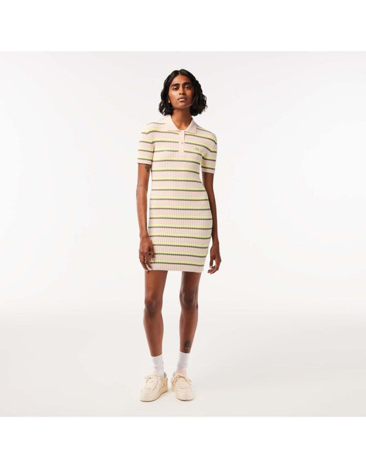 Polo Lacoste da donna a righe di produzione francese