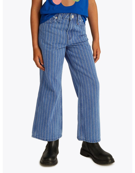 Jeans a gamba larga Mabel Stripe da bambina in blu