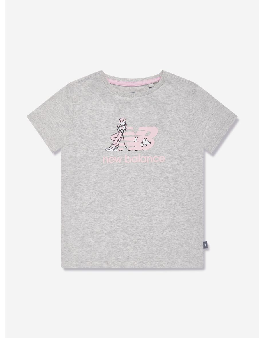 Camiseta New Balance de niña Dog Walker Graphic en gris