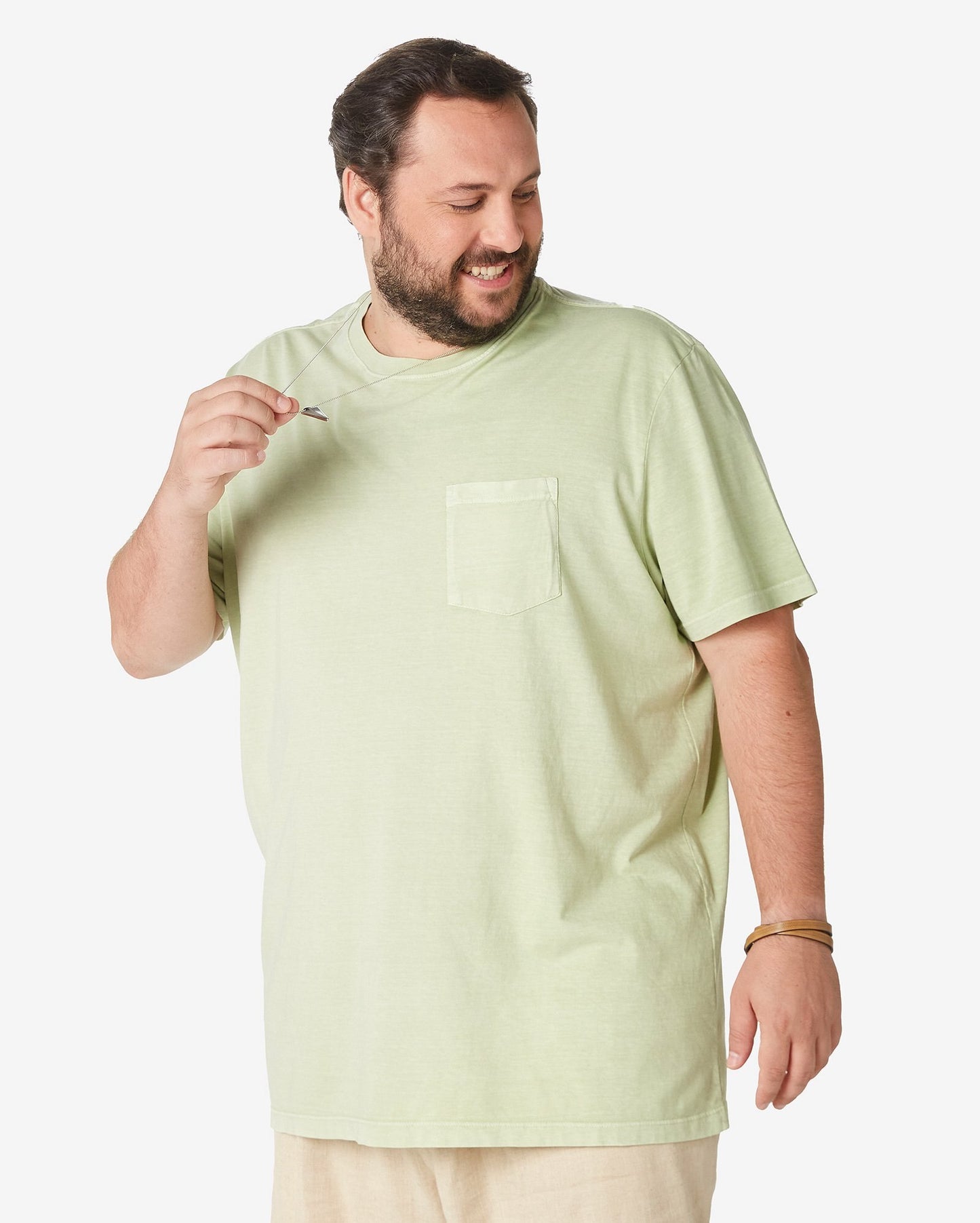 Men's Plus Size Short Sleeve T-Shirt with Pocket in Pistachio Green - Allman by Riachuelo