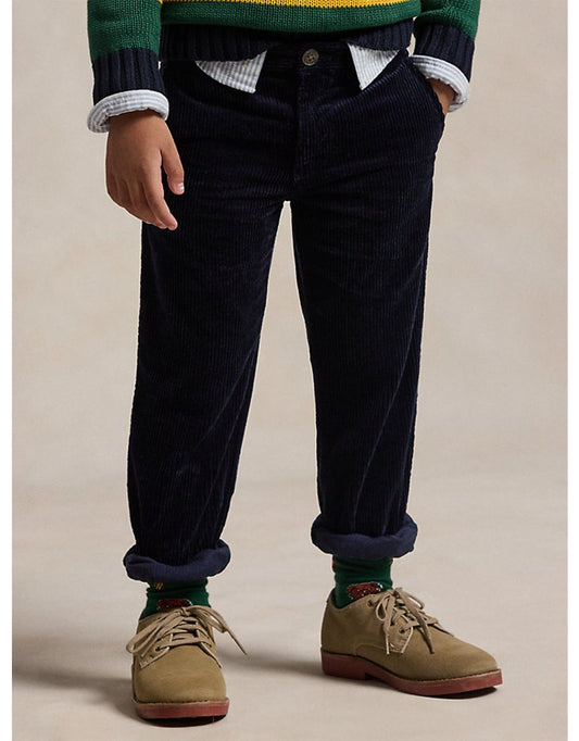 Calça Bedford de veludo cotelê marinho para meninos