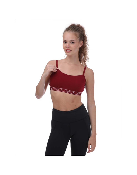 Bralette a fascia con marchio Lacoste Donna Rosso