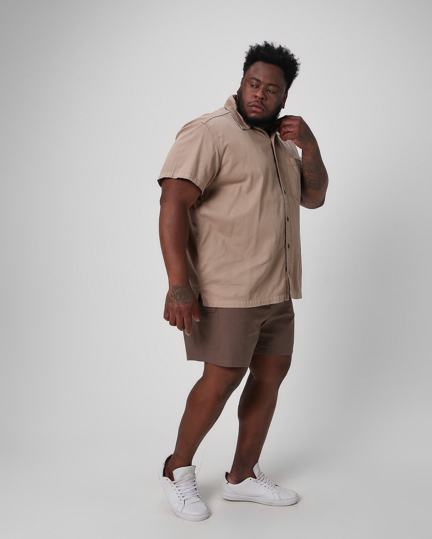Shorts masculinos de linho verde tamanho grande | Original Plus by Riachuelo