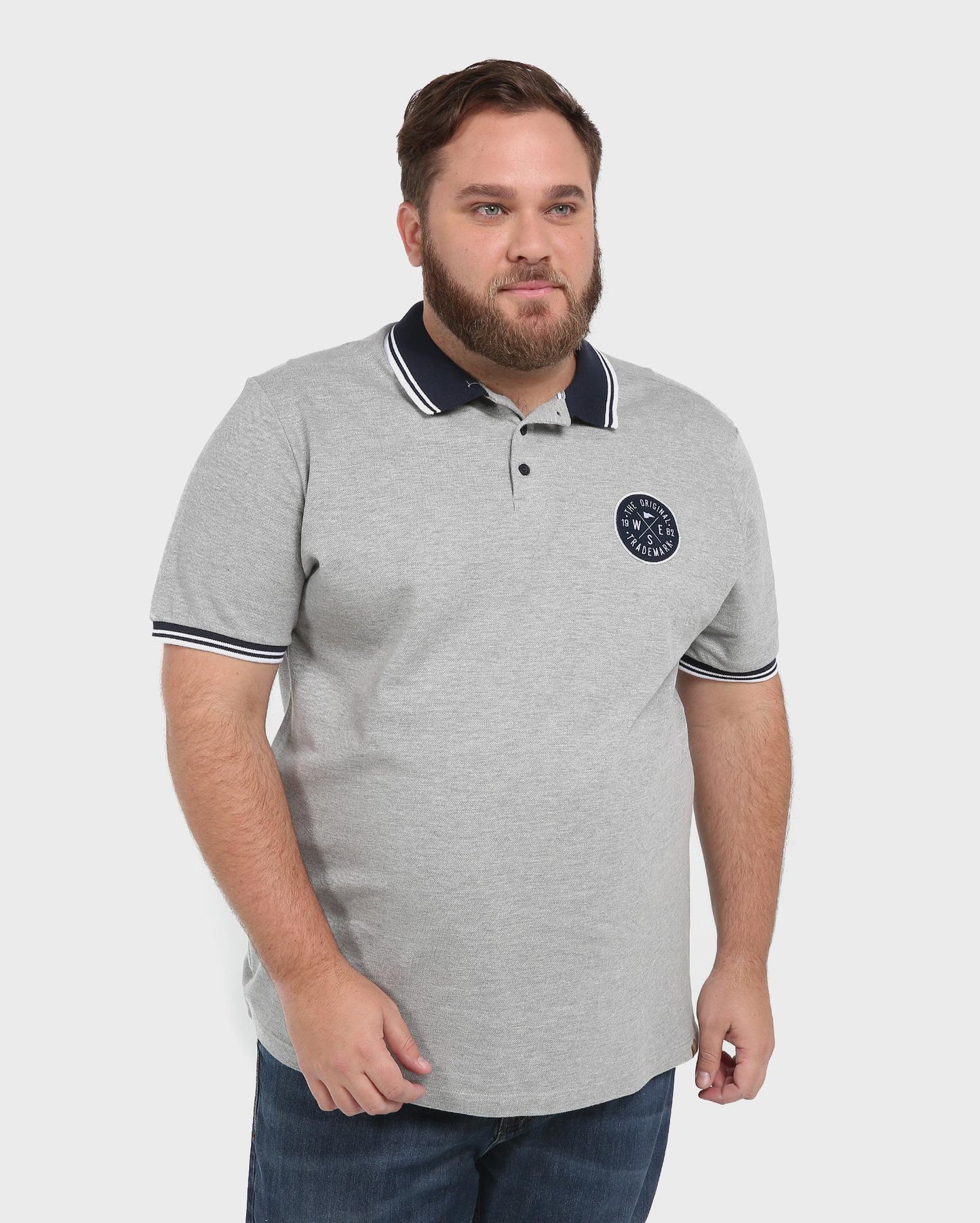 Plus Size Polo Shirt - Light Gray