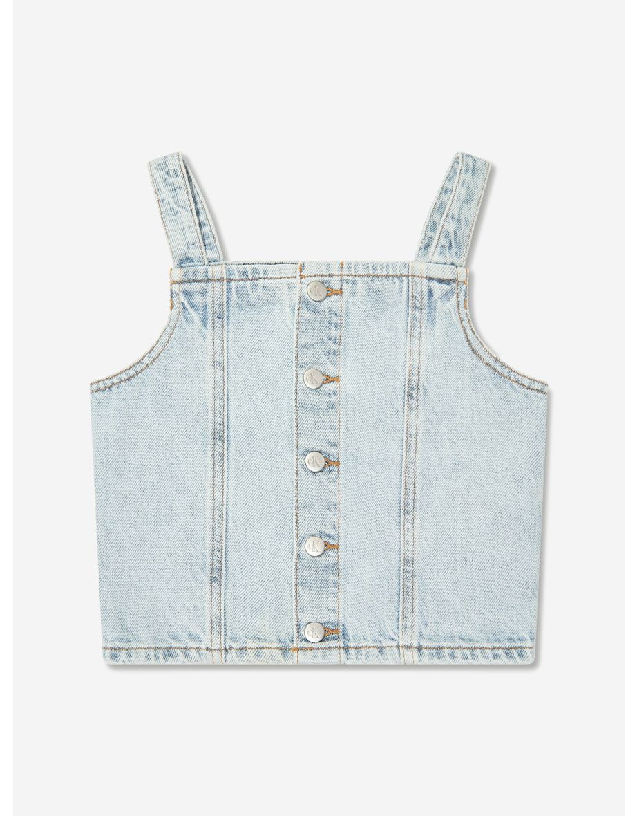 Calvin Klein Girls' Blue Denim Strap Top