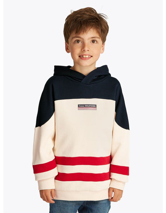 Sudadera con capucha de rayas multicolor para niño