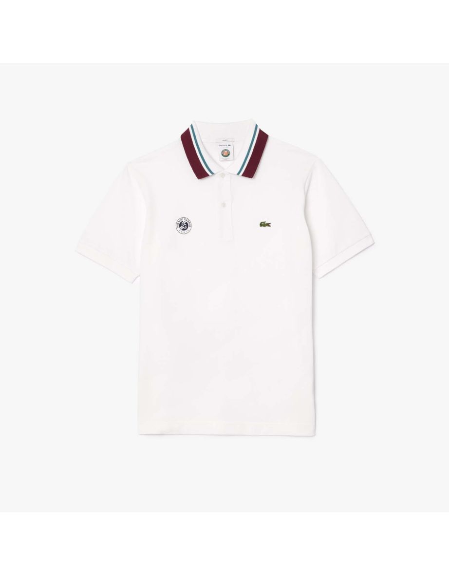 Camisa polo masculina Lacoste Roland-Garros Sport Edition Umpire - Branco