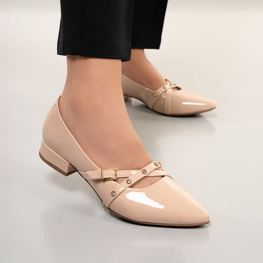 Scarpe a punta nude da donna con fibbie lucenti - Quiz Brand