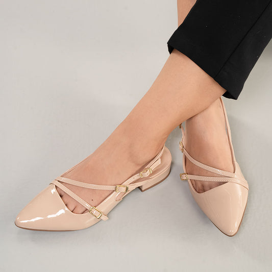 Scarpe da donna a punta con fibbia Quiz Almond