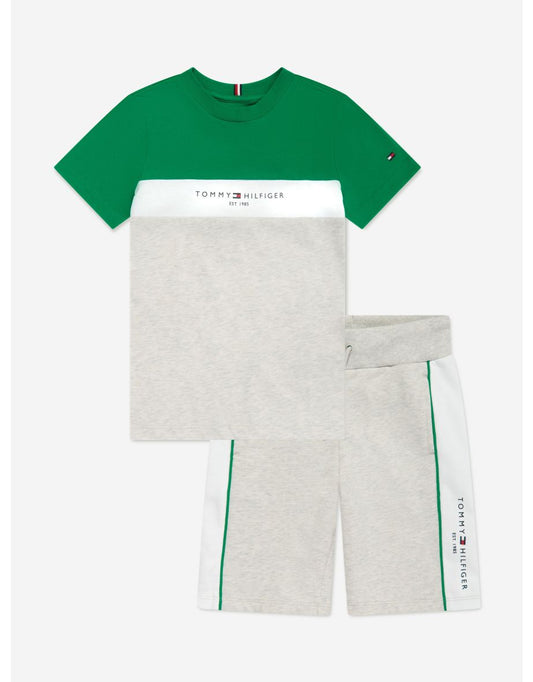 Conjunto de shorts Essential Colorblock para meninos em verde