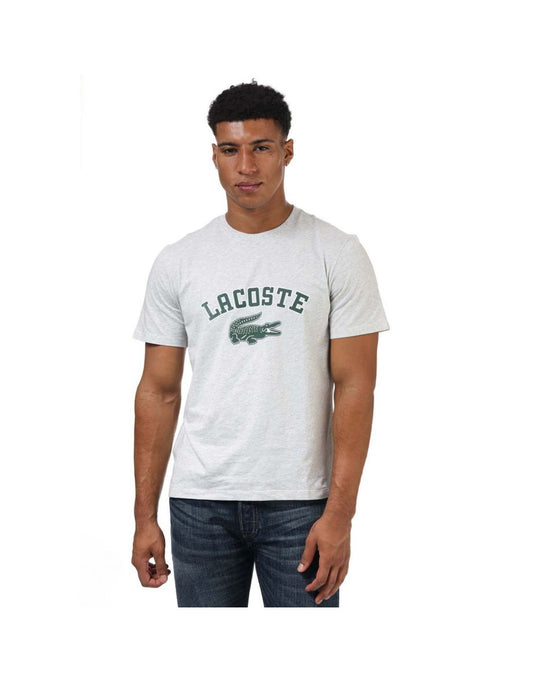 Camiseta masculina com logotipo Lacoste Iconic Large em cinza
