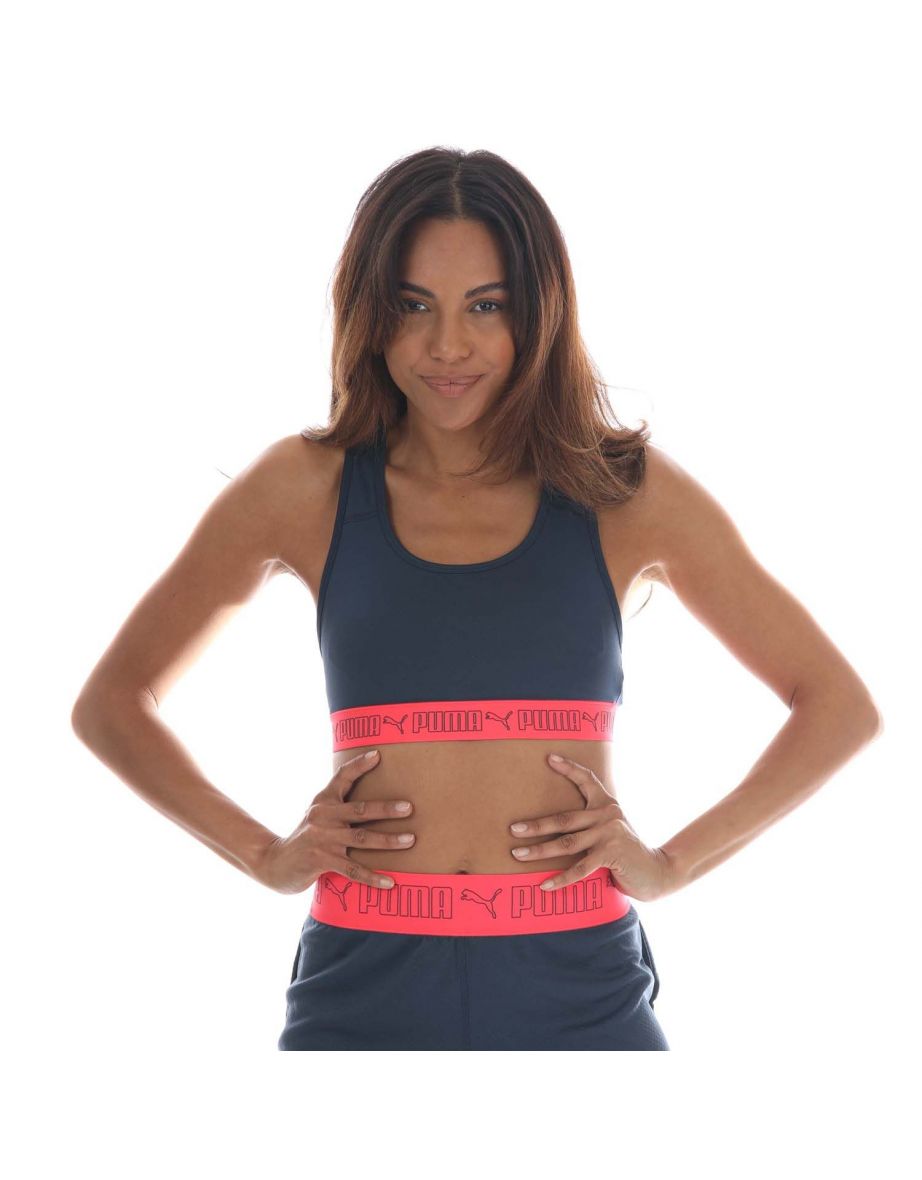 Sutiã de treino feminino acolchoado Mid Elastic da Puma em azul